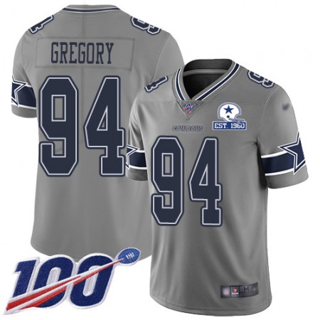 Nike Cowboys #94 Randy Gregory Gray Men's Stitched With Established In 1960 Patch NFL Limited Inverted Legend 100th Season Jersey