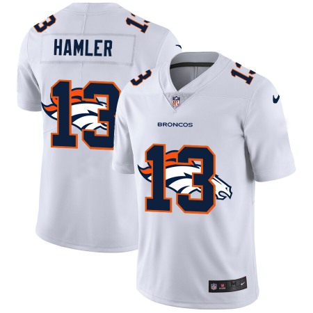 Denver Broncos #13 KJ Hamler White Men's Nike Team Logo Dual Overlap Limited NFL Jersey