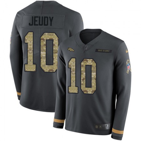 Nike Broncos #10 Jerry Jeudy Anthracite Salute to Service Men's Stitched NFL Limited Therma Long Sleeve Jersey