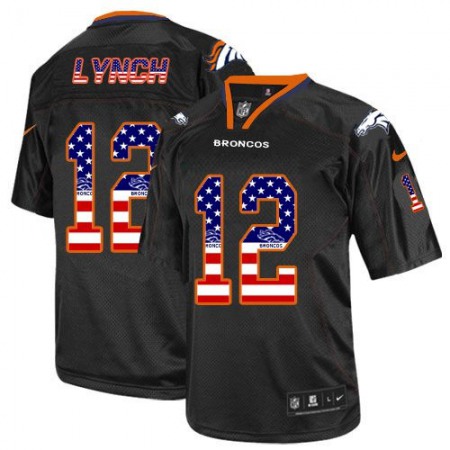 Nike Broncos #12 Paxton Lynch Black Men's Stitched NFL Elite USA Flag Fashion Jersey