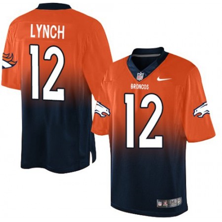 Nike Broncos #12 Paxton Lynch Orange/Navy Blue Men's Stitched NFL Elite Fadeaway Fashion Jersey