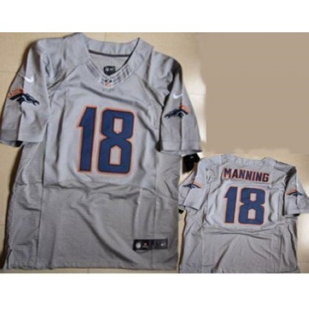 Nike Broncos #18 Peyton Manning New Grey Shadow Men's Stitched NFL Elite Jersey