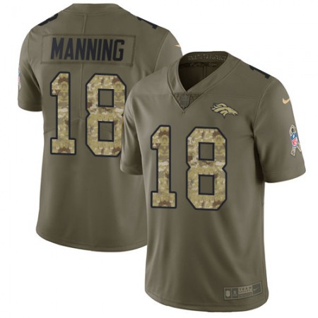 Nike Broncos #18 Peyton Manning Olive/Camo Men's Stitched NFL Limited 2017 Salute To Service Jersey