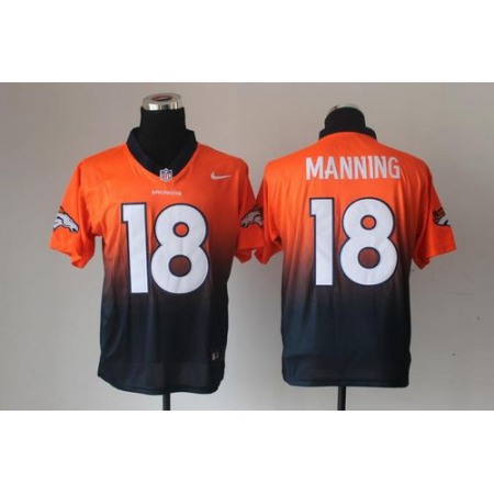 Nike Broncos #18 Peyton Manning Orange/Navy Blue Men's Stitched NFL Elite Fadeaway Fashion Jersey