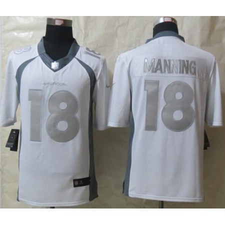 Nike Broncos #18 Peyton Manning White Men's Stitched NFL Limited Platinum Jersey