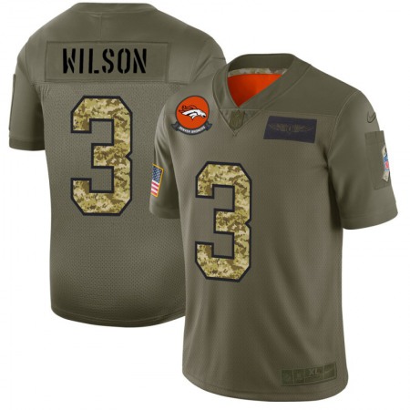 Denver Broncos #3 Russell Wilson Men's Nike 2019 Olive Camo Salute To Service Limited NFL Jersey