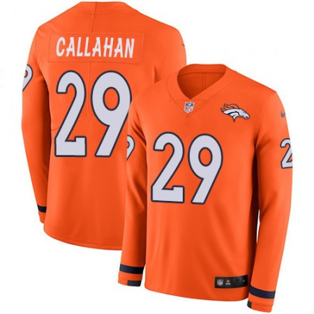 Men's Broncos #29 Bryce Callahan Orange Team Color Men's Stitched NFL Limited Therma Long Sleeve Jersey