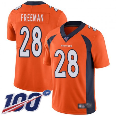 Nike Broncos #28 Royce Freeman Orange Men's Stitched NFL 100th Season Vapor Limited Jersey