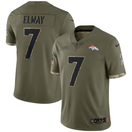 Denver Broncos #7 John Elway Nike Men's 2022 Salute To Service Limited Jersey - Olive