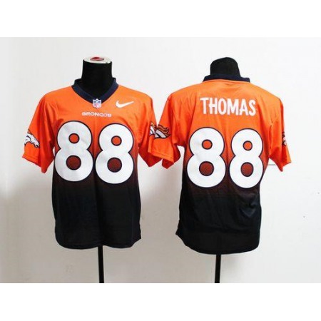 Nike Broncos #88 Demaryius Thomas Orange/Navy Blue Men's Stitched NFL Elite Fadeaway Fashion Jersey