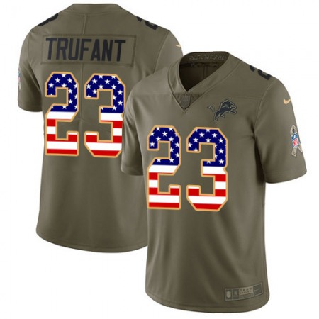 Nike Lions #23 Desmond Trufant Olive/USA Flag Men's Stitched NFL Limited 2017 Salute To Service Jersey