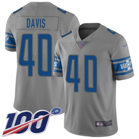 Nike Lions #40 Jarrad Davis Gray Men's Stitched NFL Limited Inverted Legend 100th Season Jersey