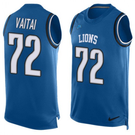 Nike Lions #72 Halapoulivaati Vaitai Blue Team Color Men's Stitched NFL Limited Tank Top Jersey