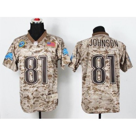 Nike Lions #81 Calvin Johnson Camo Men's Stitched NFL New Elite USMC Jersey