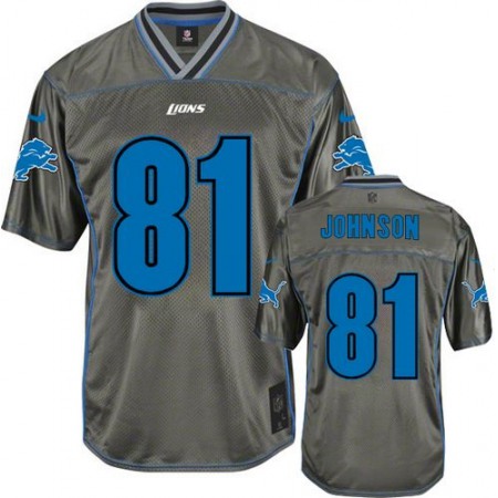 Nike Lions #81 Calvin Johnson Grey Men's Stitched NFL Elite Vapor Jersey