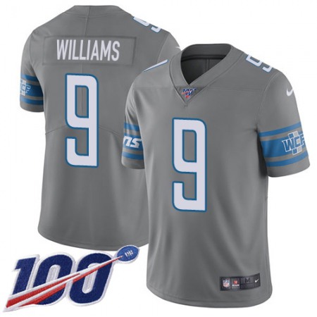 Nike Lions #9 Jameson Williams Gray Men's Stitched NFL Limited Rush 100th Season Jersey