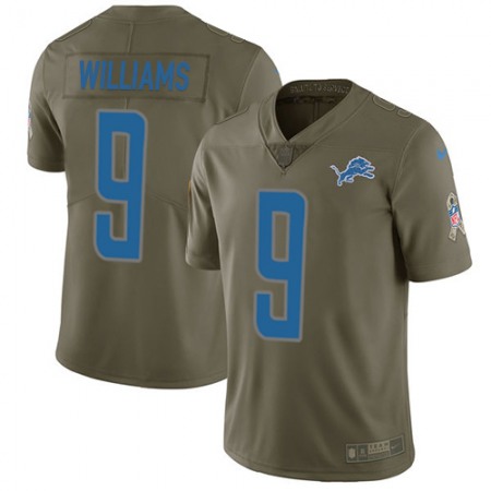 Nike Lions #9 Jameson Williams Olive Men's Stitched NFL Limited 2017 Salute To Service Jersey