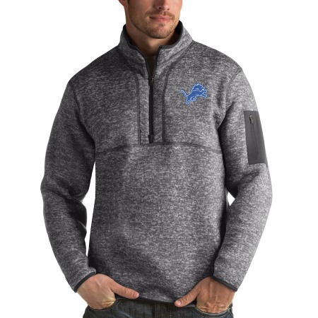 Detroit Lions Antigua Fortune Quarter-Zip Pullover Jacket Charcoal