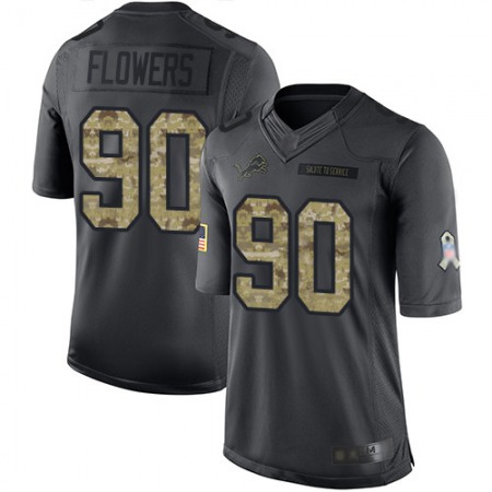 Nike Lions #90 Trey Flowers Black Men's Stitched NFL Limited 2016 Salute To Service Jersey