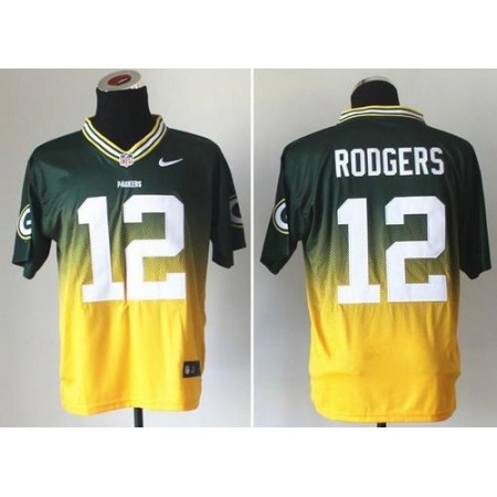 Nike Packers #12 Aaron Rodgers Green/Gold Men's Stitched NFL Elite Fadeaway Fashion Jersey