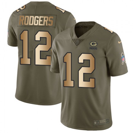 Nike Packers #12 Aaron Rodgers Olive/Gold Men's Stitched NFL Limited 2017 Salute To Service Jersey