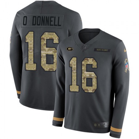 Nike Packers #16 Pat O'Donnell Anthracite Salute to Service Men's Stitched NFL Limited Therma Long Sleeve Jersey