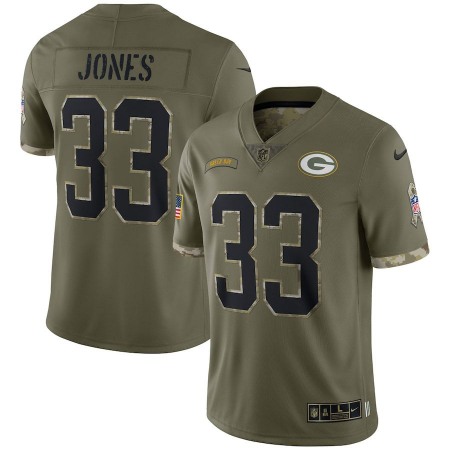 Green Bay Packers #33 Aaron Jones Nike Men's 2022 Salute To Service Limited Jersey - Olive