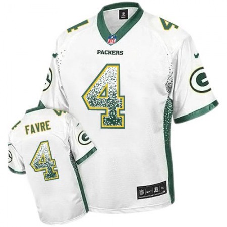 Nike Packers #4 Brett Favre White Men's Stitched NFL Elite Drift Fashion Jersey