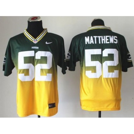 Nike Packers #52 Clay Matthews Green/Gold Men's Stitched NFL Elite Fadeaway Fashion Jersey