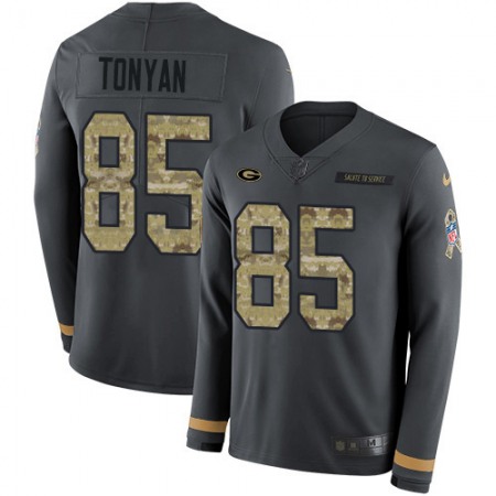 Nike Packers #85 Robert Tonyan Anthracite Salute to Service Men's Stitched NFL Limited Therma Long Sleeve Jersey