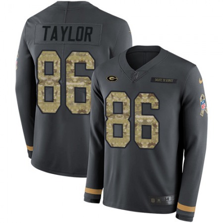 Nike Packers #86 Malik Taylor Anthracite Salute to Service Men's Stitched NFL Limited Therma Long Sleeve Jersey