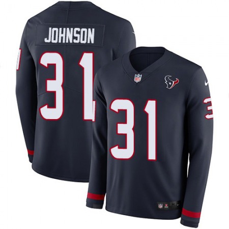 Nike Texans #31 David Johnson Navy Blue Team Color Men's Stitched NFL Limited Therma Long Sleeve Jersey