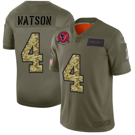 Houston Texans #4 Deshaun Watson Men's Nike 2019 Olive Camo Salute To Service Limited NFL Jersey