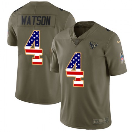 Nike Texans #4 Deshaun Watson Olive/USA Flag Men's Stitched NFL Limited 2017 Salute To Service Jersey