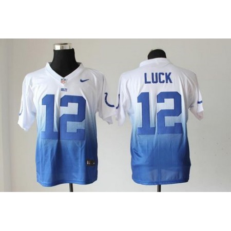 Nike Colts #12 Andrew Luck Royal Blue/White Men's Stitched NFL Elite Fadeaway Fashion Jersey