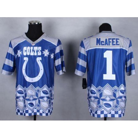 Nike Colts #1 Pat McAfee Royal Blue Men's Stitched NFL Elite Noble Fashion Jersey