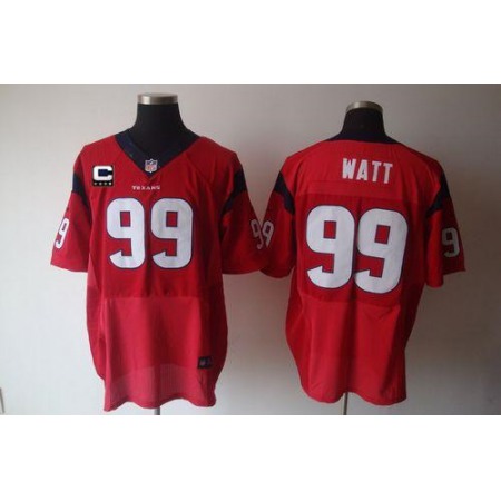 Nike Texans #99 J.J. Watt Red Alternate With C Patch Men's Stitched NFL Elite Jersey