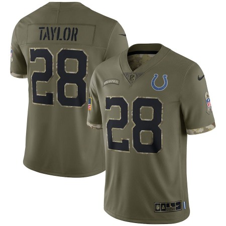 Indianapolis Colts #28 Jonathan Taylor Nike Men's 2022 Salute To Service Limited Jersey - Olive