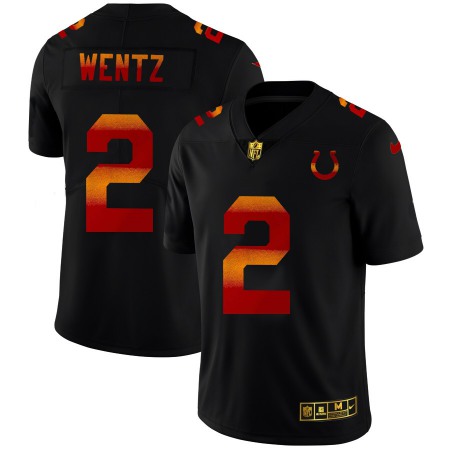 Indianapolis Colts #2 Carson Wentz Men's Black Nike Red Orange Stripe Vapor Limited NFL Jersey