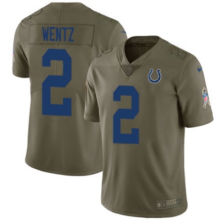 Indianapolis Colts #2 Carson Wentz Olive Men's Stitched NFL Limited 2017 Salute To Service Jersey