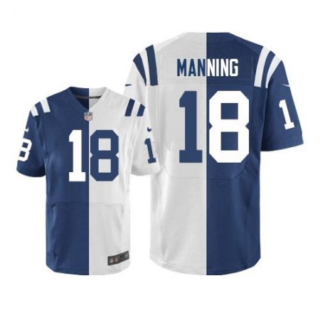 Nike Colts #18 Peyton Manning Royal Blue/White Men's Stitched NFL Elite Split Jersey