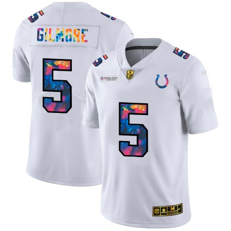 Indianapolis Colts #5 Stephon Gilmore Men's White Nike Multi-Color 2020 NFL Crucial Catch Limited NFL Jersey