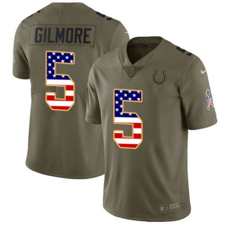 Nike Colts #5 Stephon Gilmore Olive/USA Flag Men's Stitched NFL Limited 2017 Salute To Service Jersey