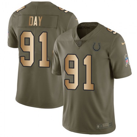 Nike Colts #91 Sheldon Day Olive/Gold Men's Stitched NFL Limited 2017 Salute To Service Jersey