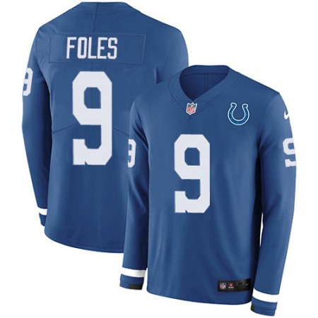 Nike Colts #9 Nick Foles Royal Blue Team Color Men's Stitched NFL Limited Therma Long Sleeve Jersey