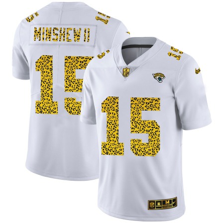 Jacksonville Jaguars #15 Gardner Minshew II Men's Nike Flocked Leopard Print Vapor Limited NFL Jersey White