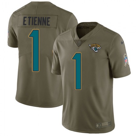 Nike Jaguars #1 Travis Etienne Olive Men's Stitched NFL Limited 2017 Salute To Service Jersey