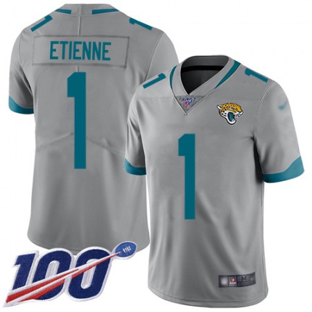 Nike Jaguars #1 Travis Etienne Silver Men's Stitched NFL Limited Inverted Legend 100th Season Jersey