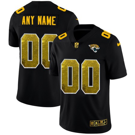 Jacksonville Jaguars Custom Men's Black Nike Golden Sequin Vapor Limited NFL Jersey