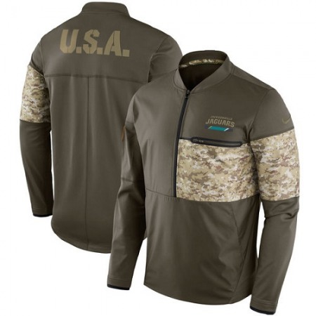 Men's Jacksonville Jaguars Nike Olive Salute to Service Sideline Hybrid Half-Zip Pullover Jacket